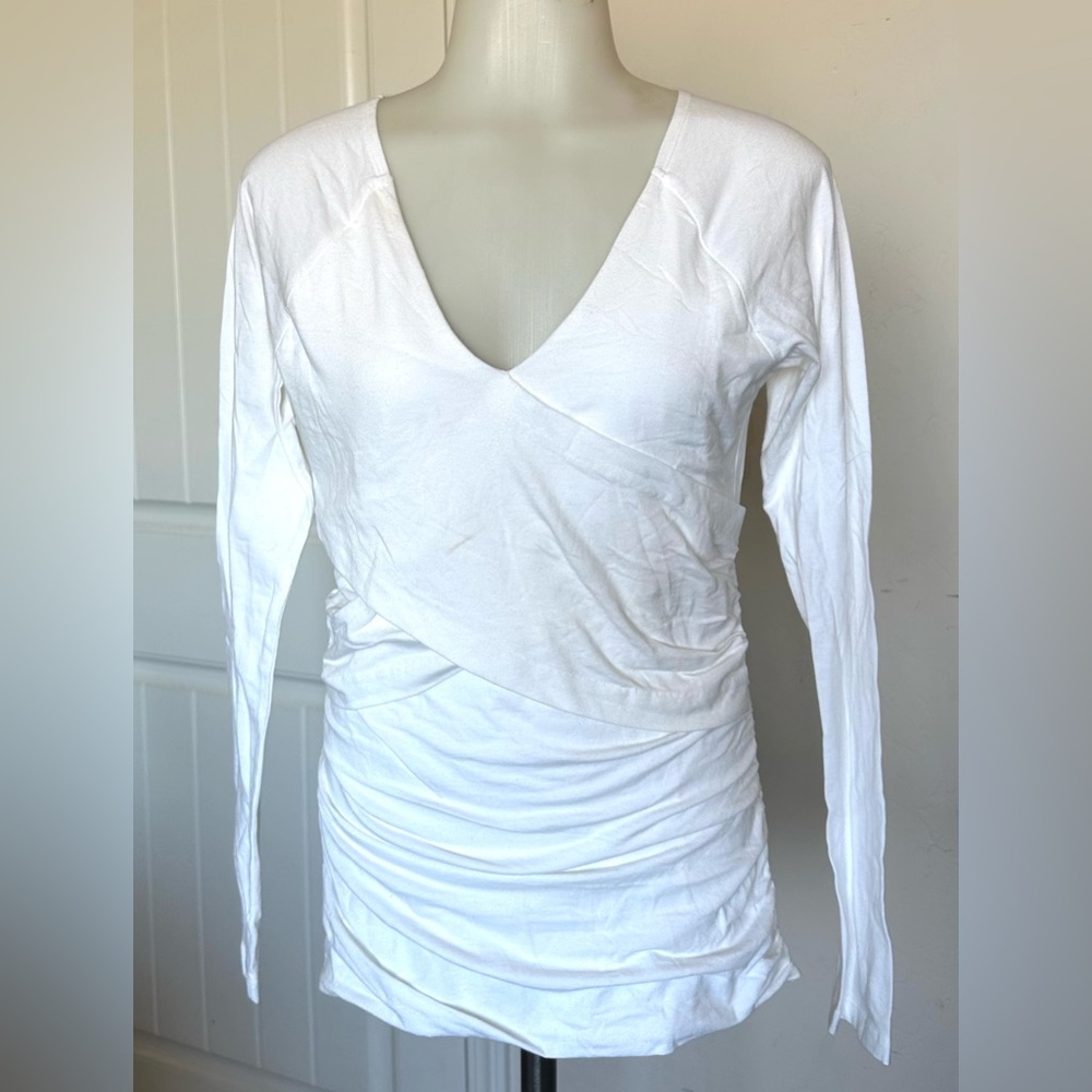 Sundance White Ruched Long Sleeve Blouse